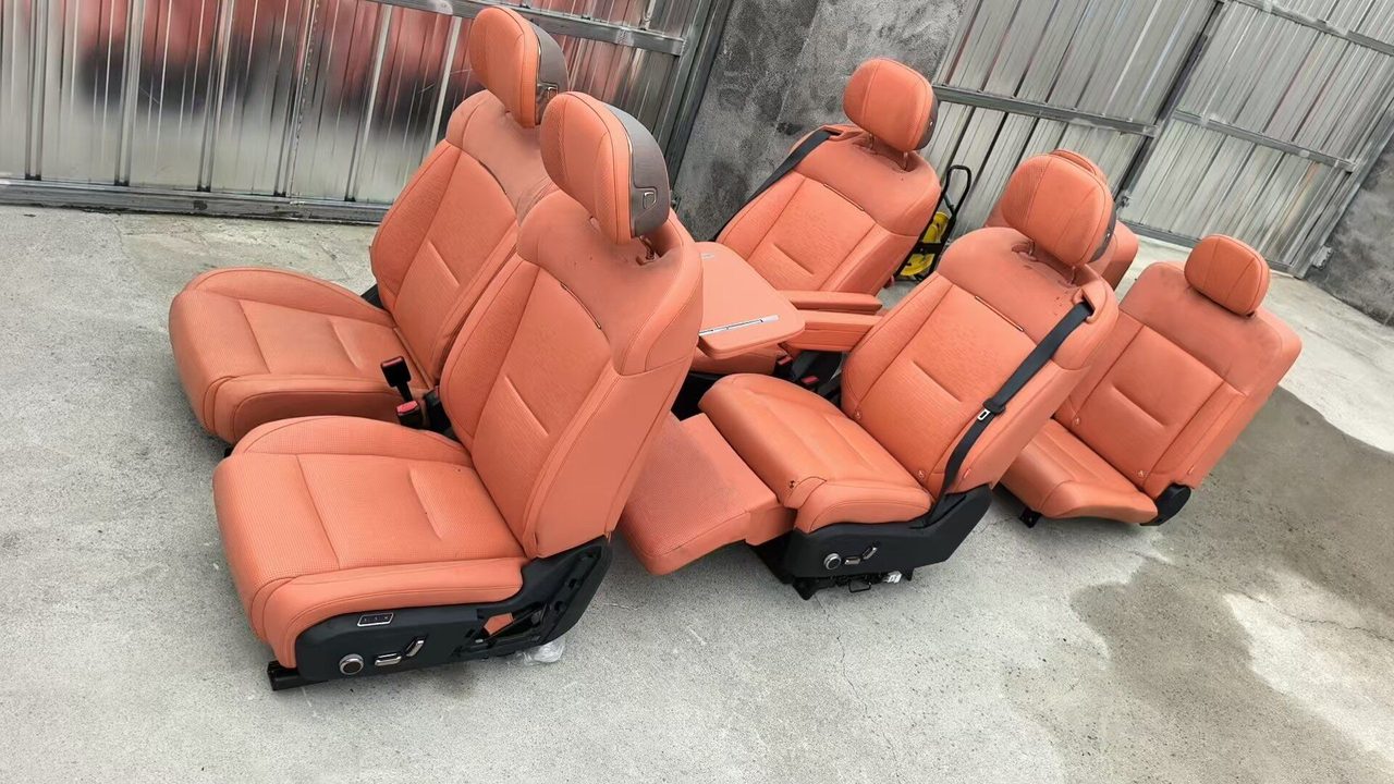 Lynk & Co 900 front, middle and rear seats, OEM, orange leather