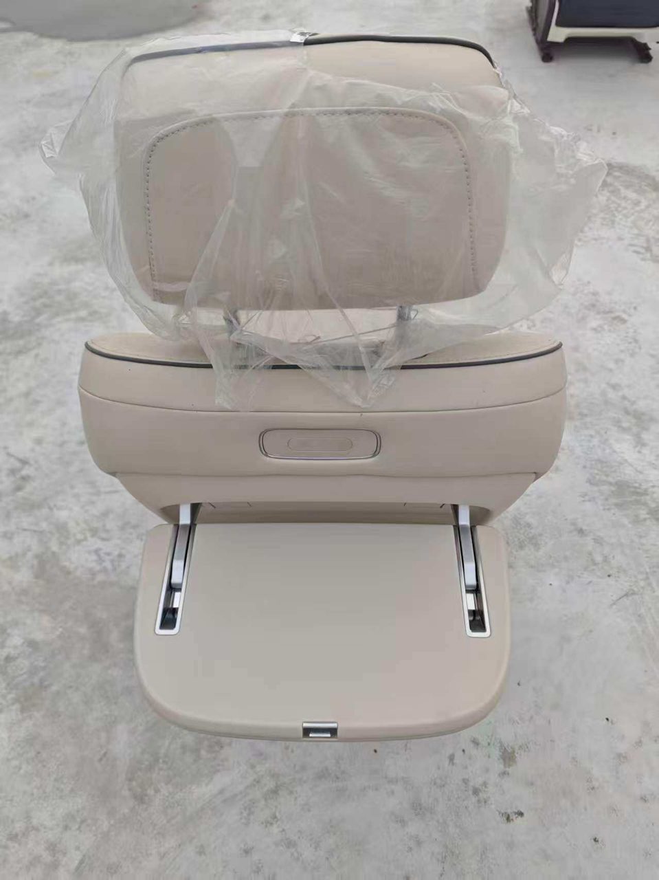 STELATO S9 Passenger Seat, Beige Leather, Original Vehicle Used OEM Part, with Electric Leg Rest, Headrest Audio System