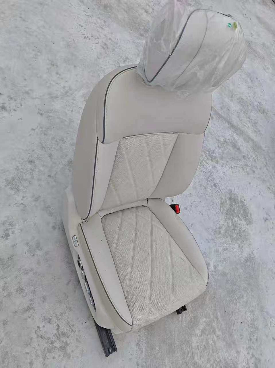 STELATO S9 Passenger Seat, Beige Leather, Original Vehicle Used OEM Part, with Electric Leg Rest, Headrest Audio System
