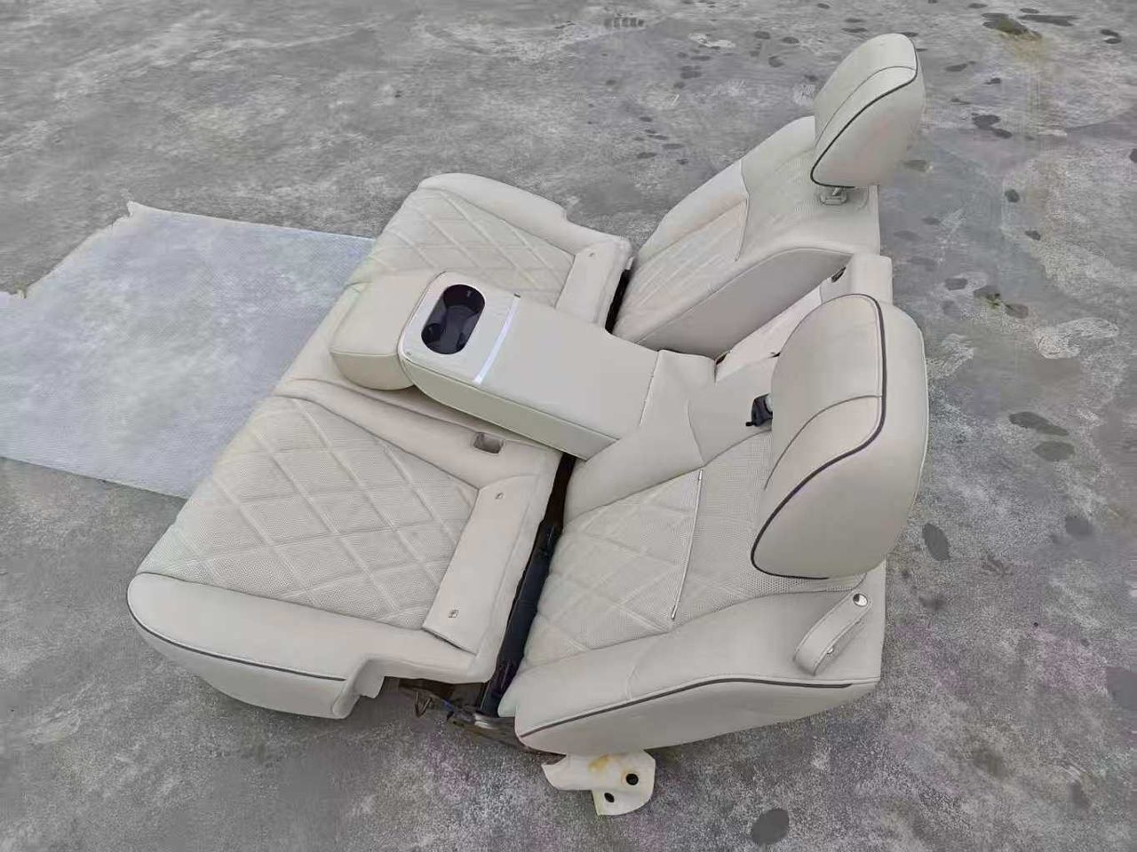 STELATO S9 Rear Seat, Genuine OEM Used Part, Beige Leather Surface, with Armrest, Fully Functional