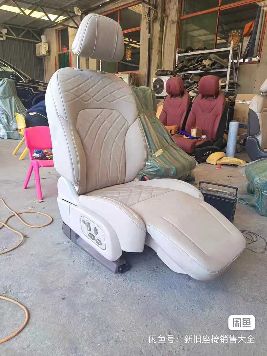 IM Motors LS9 Passenger Seat, Beige Leather Surface, with Power Adjustment + Lumbar Support Plus Long Leg Rest